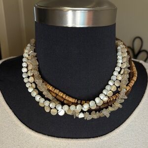 Silpada 5 Strand Necklace stones & wood beads